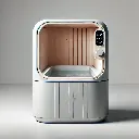 DALL·E 2025-03-13 20.46.45 - A high-quality front view of the Ice Haven Compact Cold Plunge Tub. The tub is designed for small spaces and made of lightweight composite material. I.webp